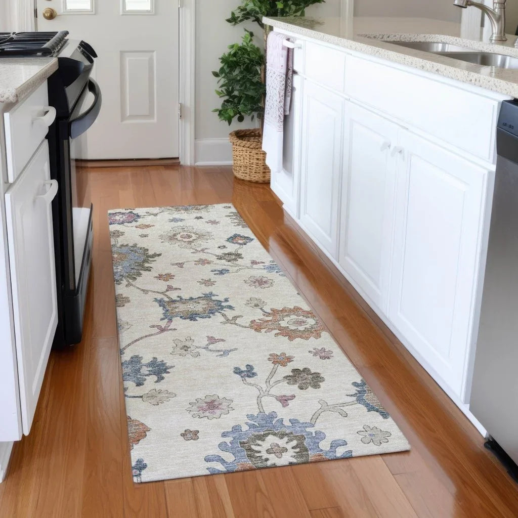 LOOMLAN Rugs Talitha Ivory Washable Indoor-Outdoor Rug