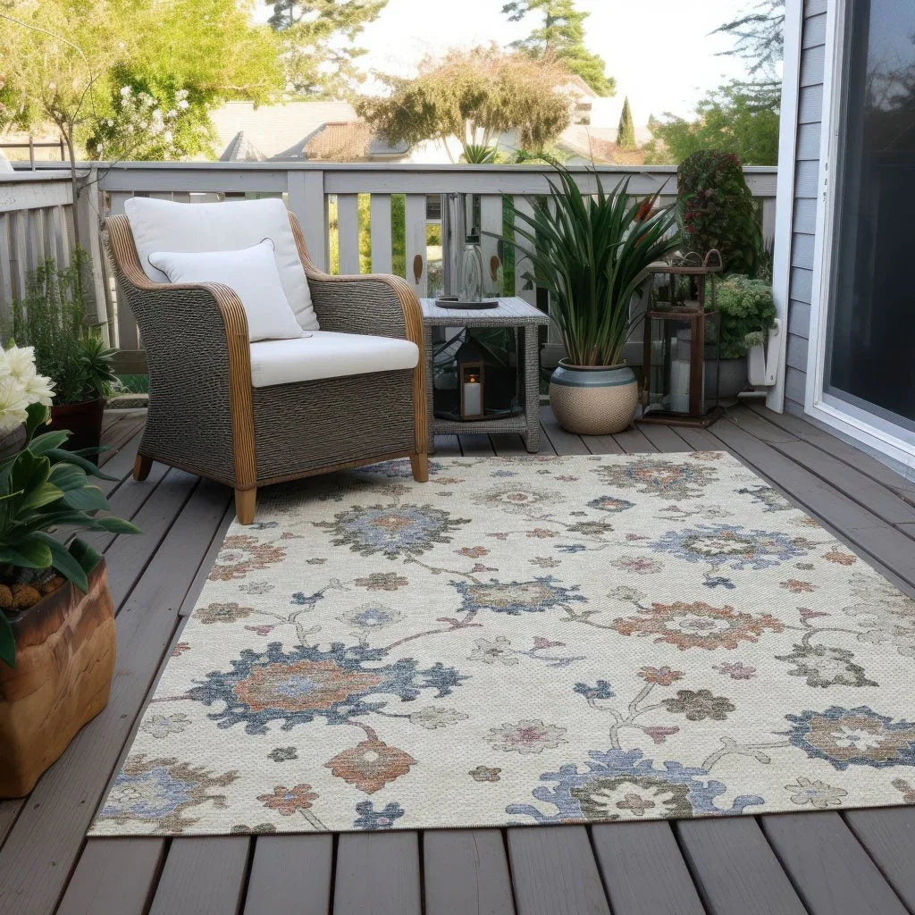 LOOMLAN Rugs Talitha Ivory Washable Indoor-Outdoor Rug
