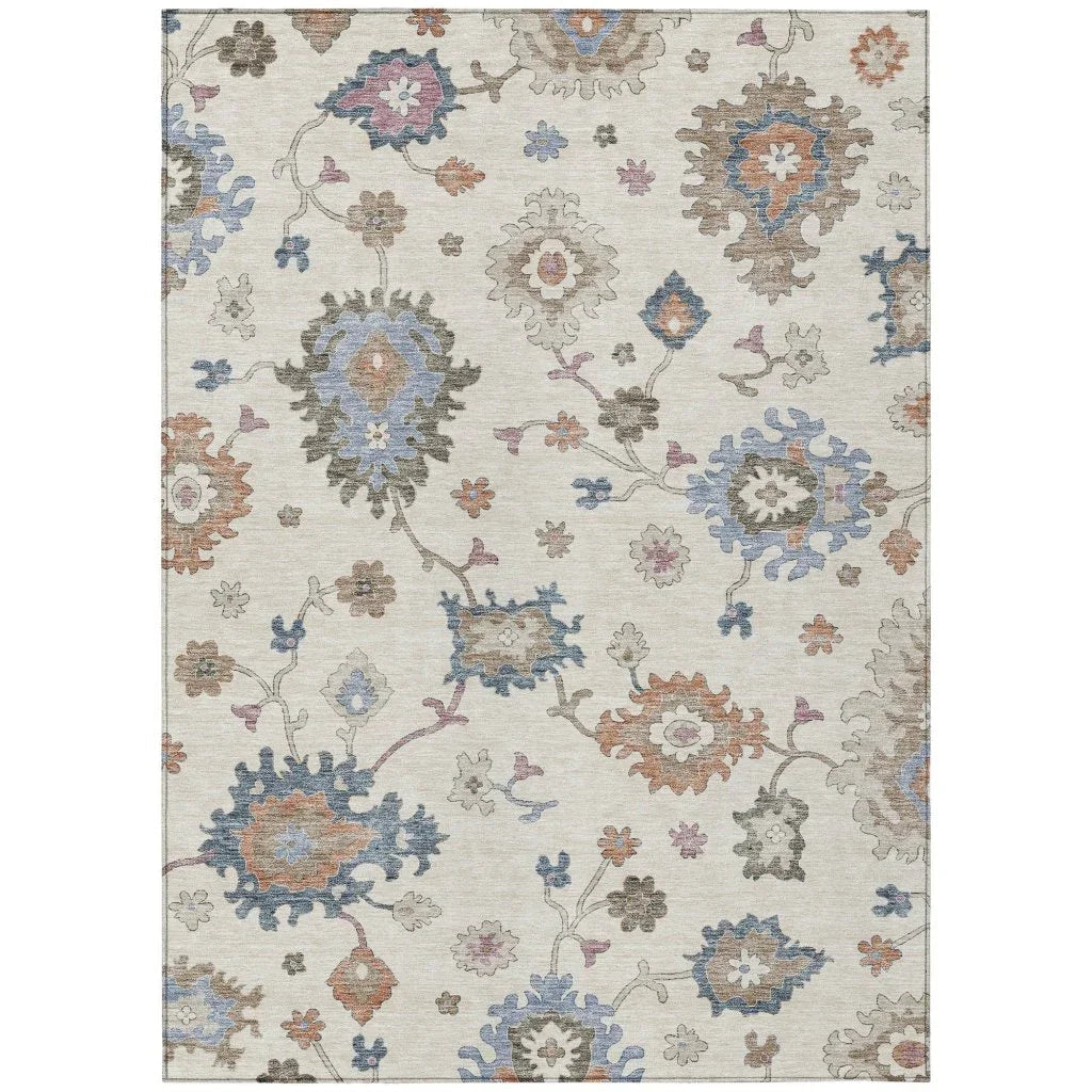 LOOMLAN Rugs Talitha Ivory Washable Indoor-Outdoor Rug
