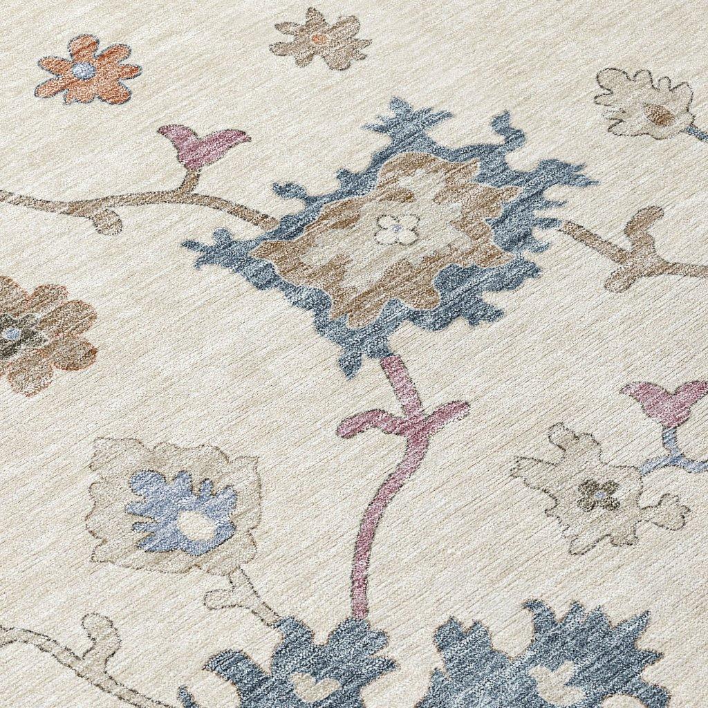 LOOMLAN Rugs Talitha Ivory Washable Indoor-Outdoor Rug