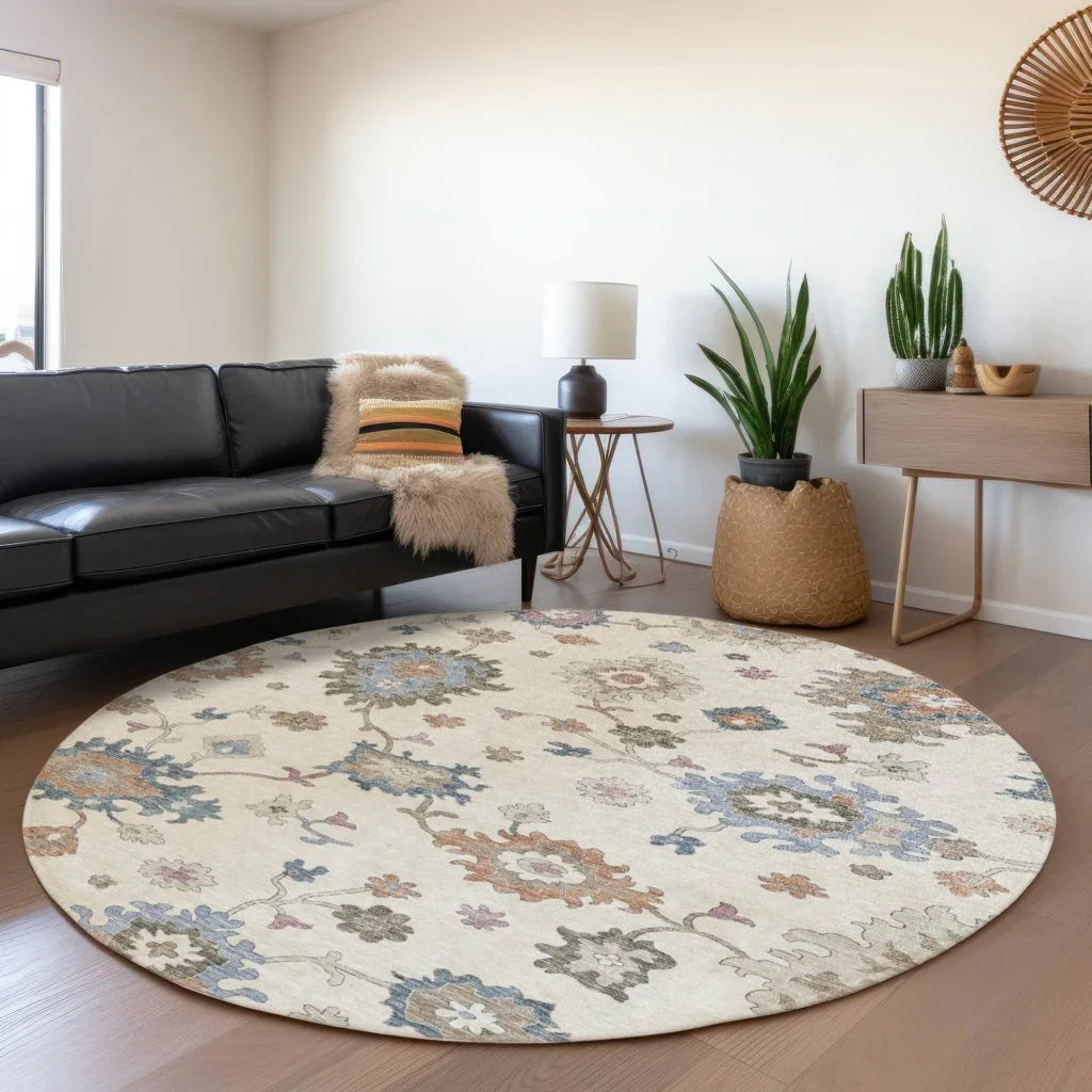 LOOMLAN Rugs Talitha Ivory Washable Indoor-Outdoor Rug