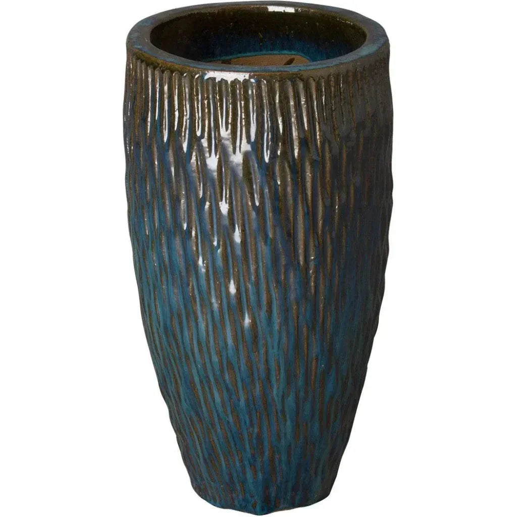 Emissary Tall Round Textured Ceramic Pot