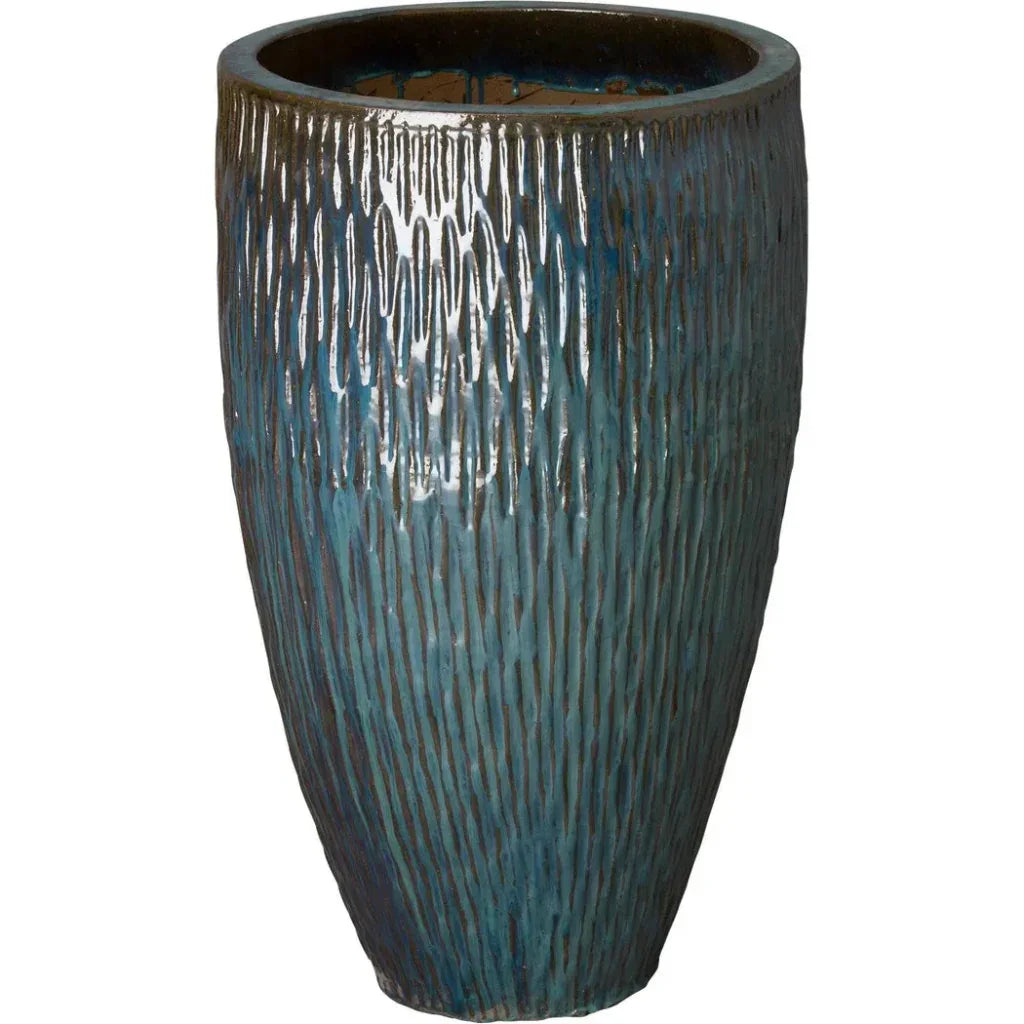 Emissary Tall Round Textured Ceramic Pot