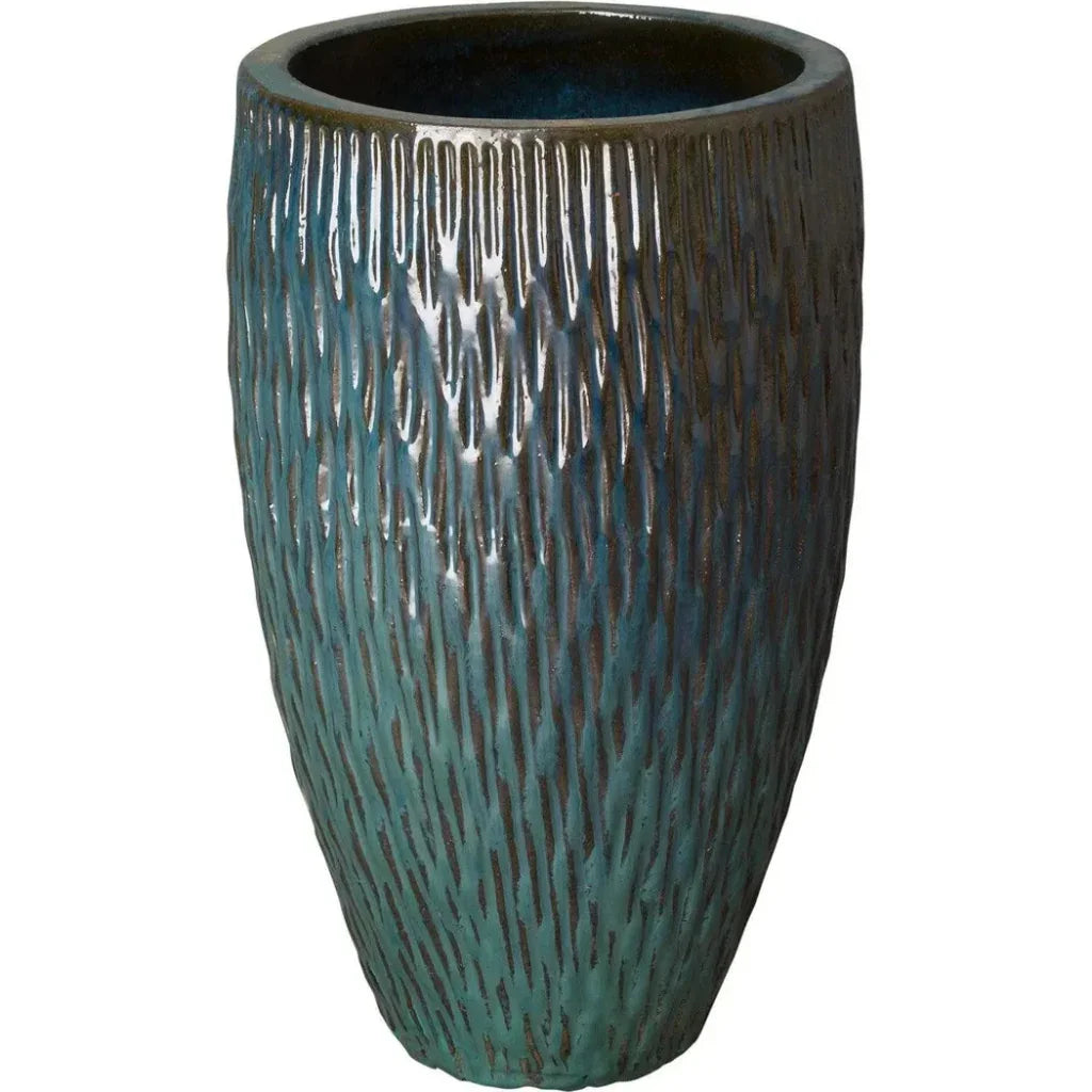 Emissary Tall Round Textured Ceramic Pot