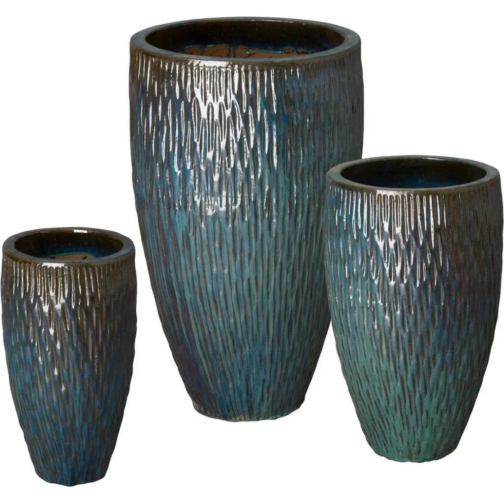 Emissary Tall Round Textured Ceramic Pot
