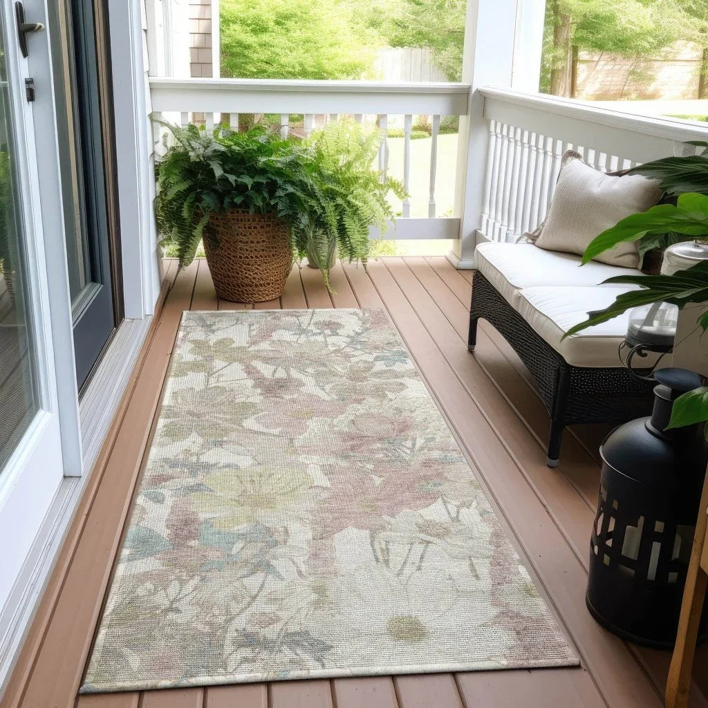 LOOMLAN Rugs Taniska Ivory Washable Indoor-Outdoor Rug