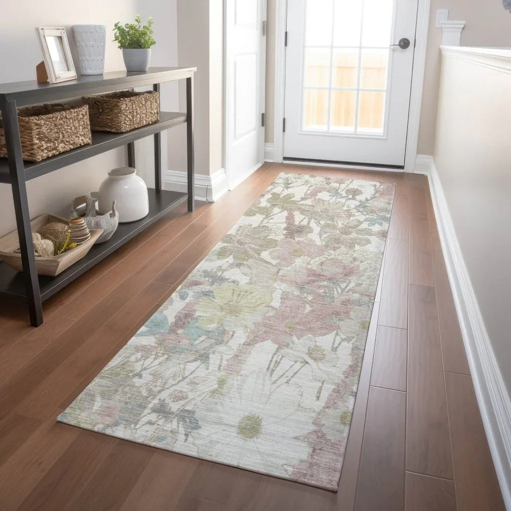 LOOMLAN Rugs Taniska Ivory Washable Indoor-Outdoor Rug