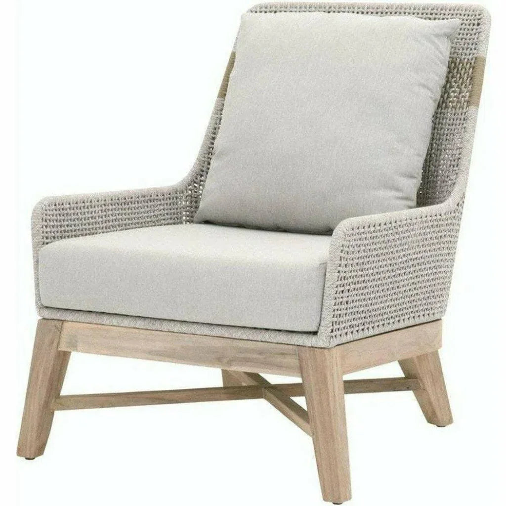 Tapestry Outdoor Club Chair Taupe &amp; White Rope and Teak - LOOMLAN - Essentials For Living - Outdoor Lounge Chairs