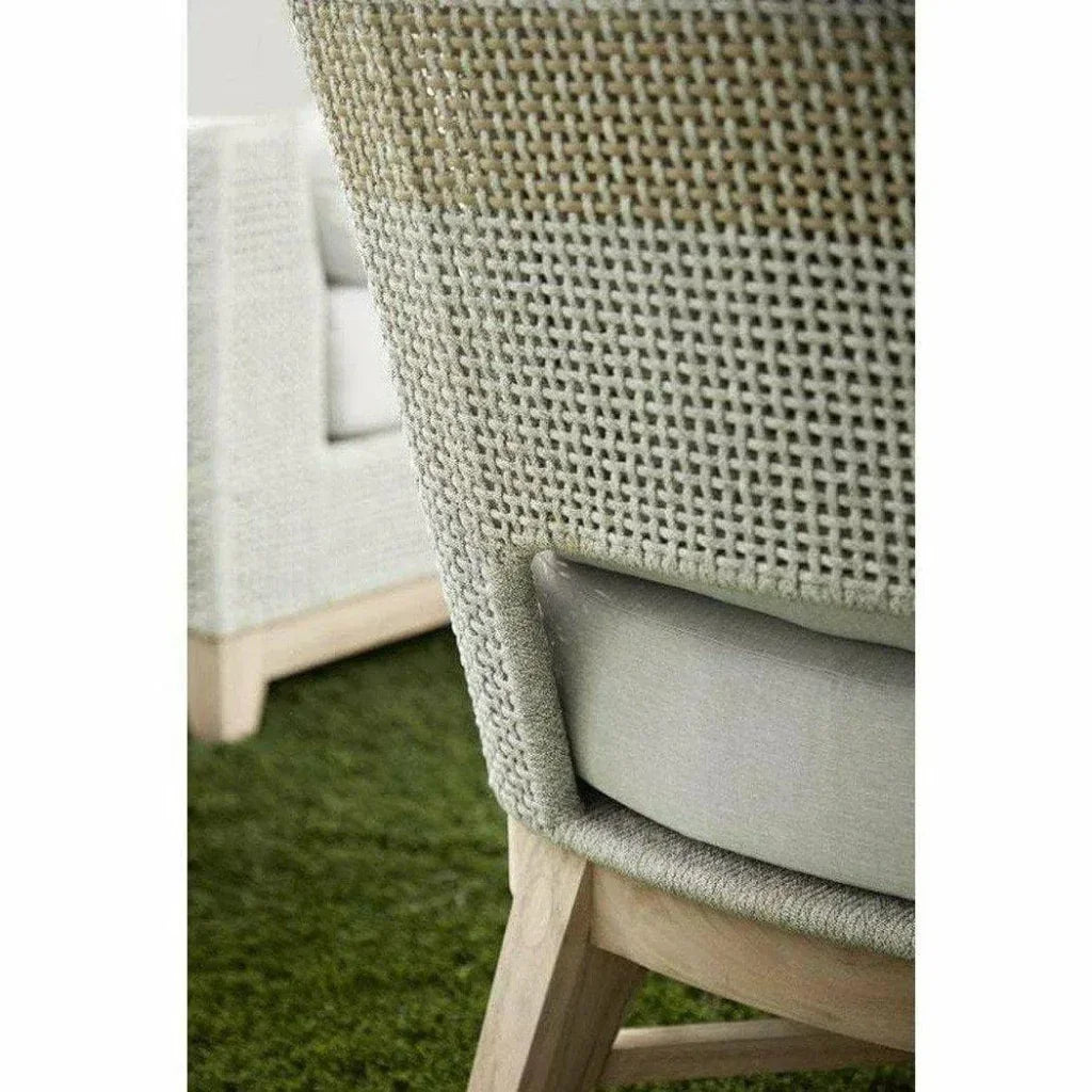 Tapestry Outdoor Club Chair Taupe &amp; White Rope and Teak - LOOMLAN - Essentials For Living - Outdoor Lounge Chairs