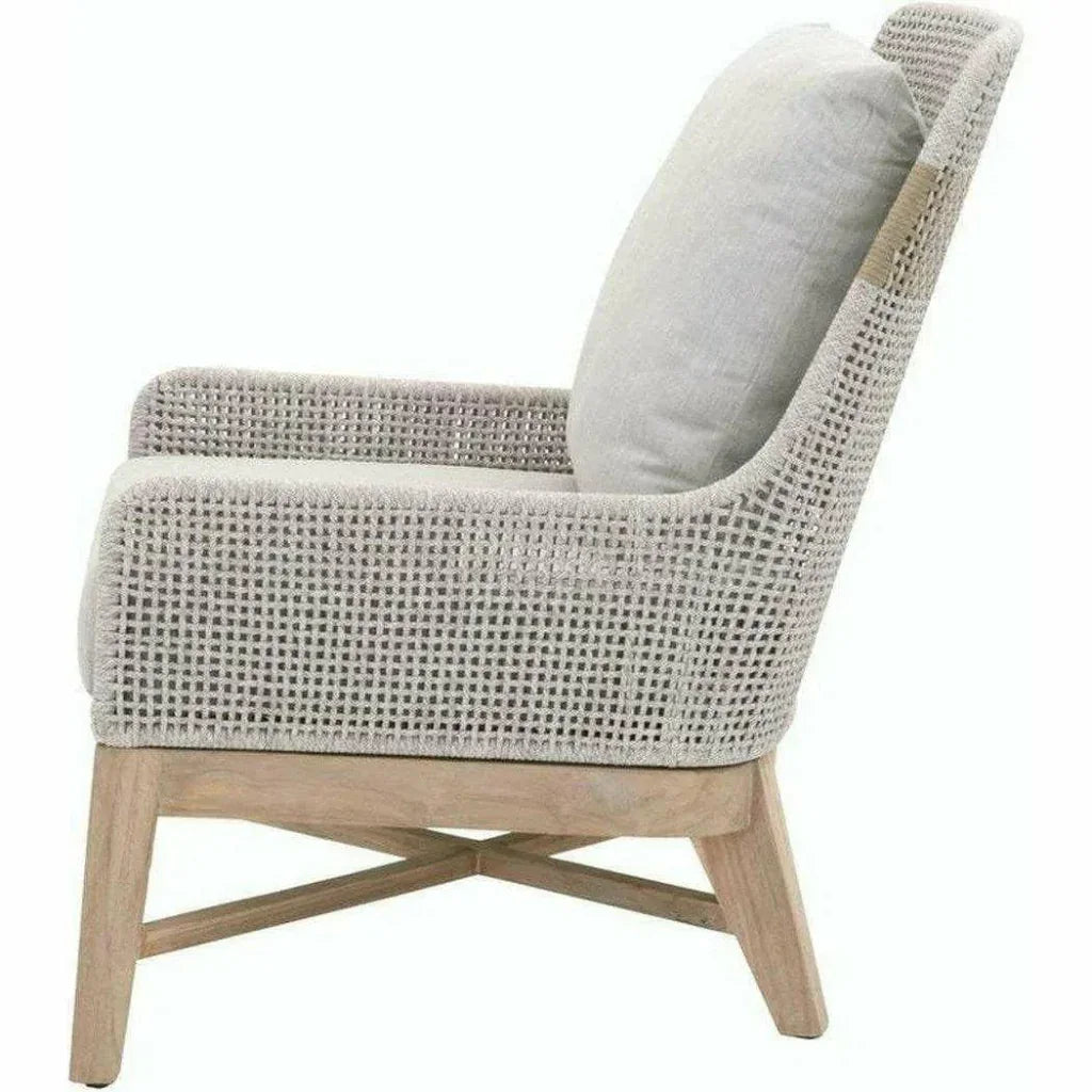 Tapestry Outdoor Club Chair Taupe &amp; White Rope and Teak - LOOMLAN - Essentials For Living - Outdoor Lounge Chairs