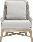 Tapestry Outdoor Club Chair Taupe & White Rope and Teak - LOOMLAN - Essentials For Living - Outdoor Lounge Chairs