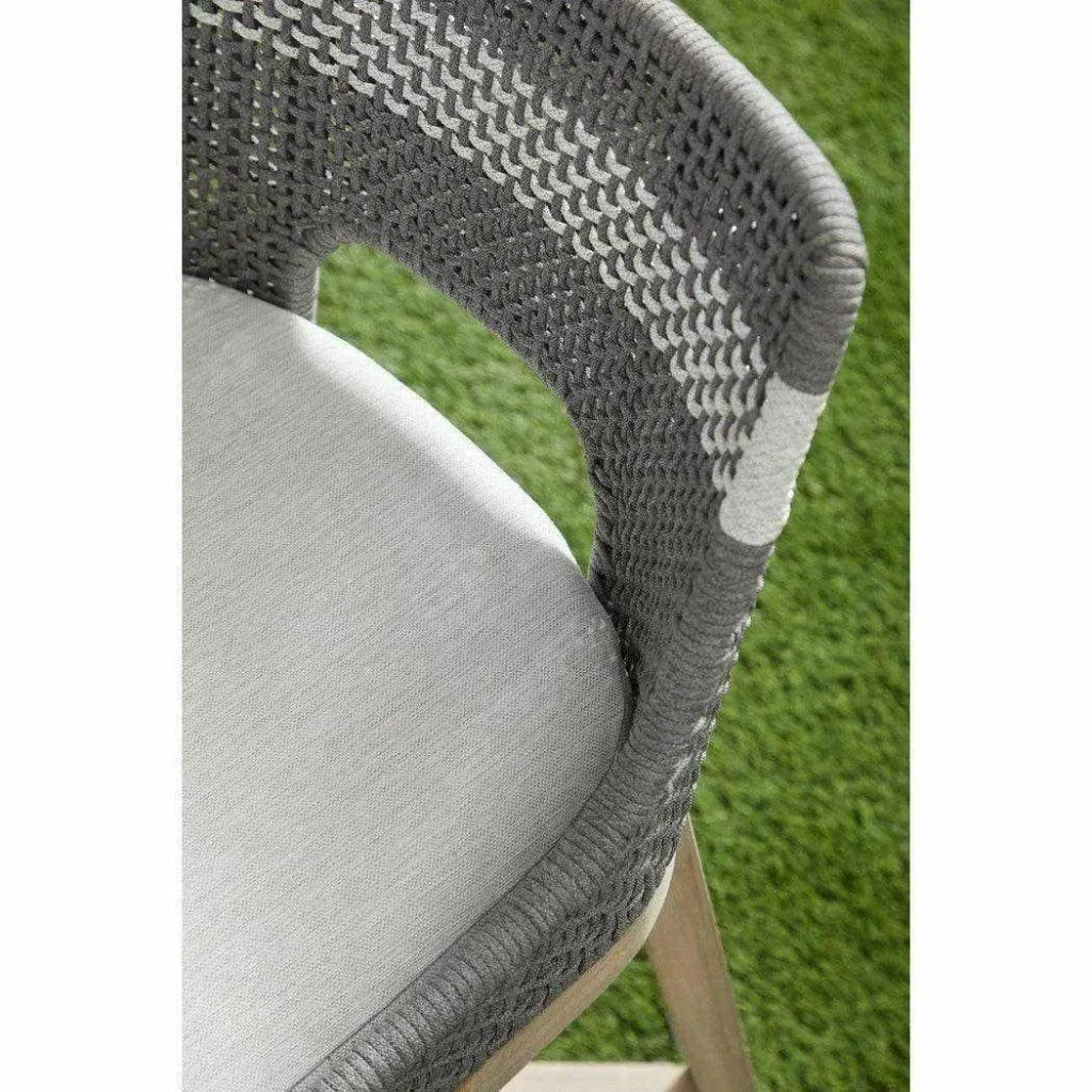 Tapestry Outdoor Counter Stool Teak Wood and Dove Rope - LOOMLAN - Essentials For Living - Outdoor Counter Stools