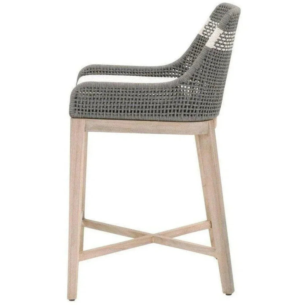 Tapestry Outdoor Counter Stool Teak Wood and Dove Rope - LOOMLAN - Essentials For Living - Outdoor Counter Stools