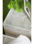 Tapestry Outdoor End Table Taupe & White Rope and Teak - LOOMLAN - Essentials For Living - Outdoor Side Tables