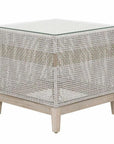 Tapestry Outdoor End Table Taupe & White Rope and Teak - LOOMLAN - Essentials For Living - Outdoor Side Tables