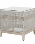 Tapestry Outdoor End Table Taupe & White Rope and Teak - LOOMLAN - Essentials For Living - Outdoor Side Tables