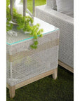 Tapestry Outdoor End Table Taupe & White Rope and Teak - LOOMLAN - Essentials For Living - Outdoor Side Tables