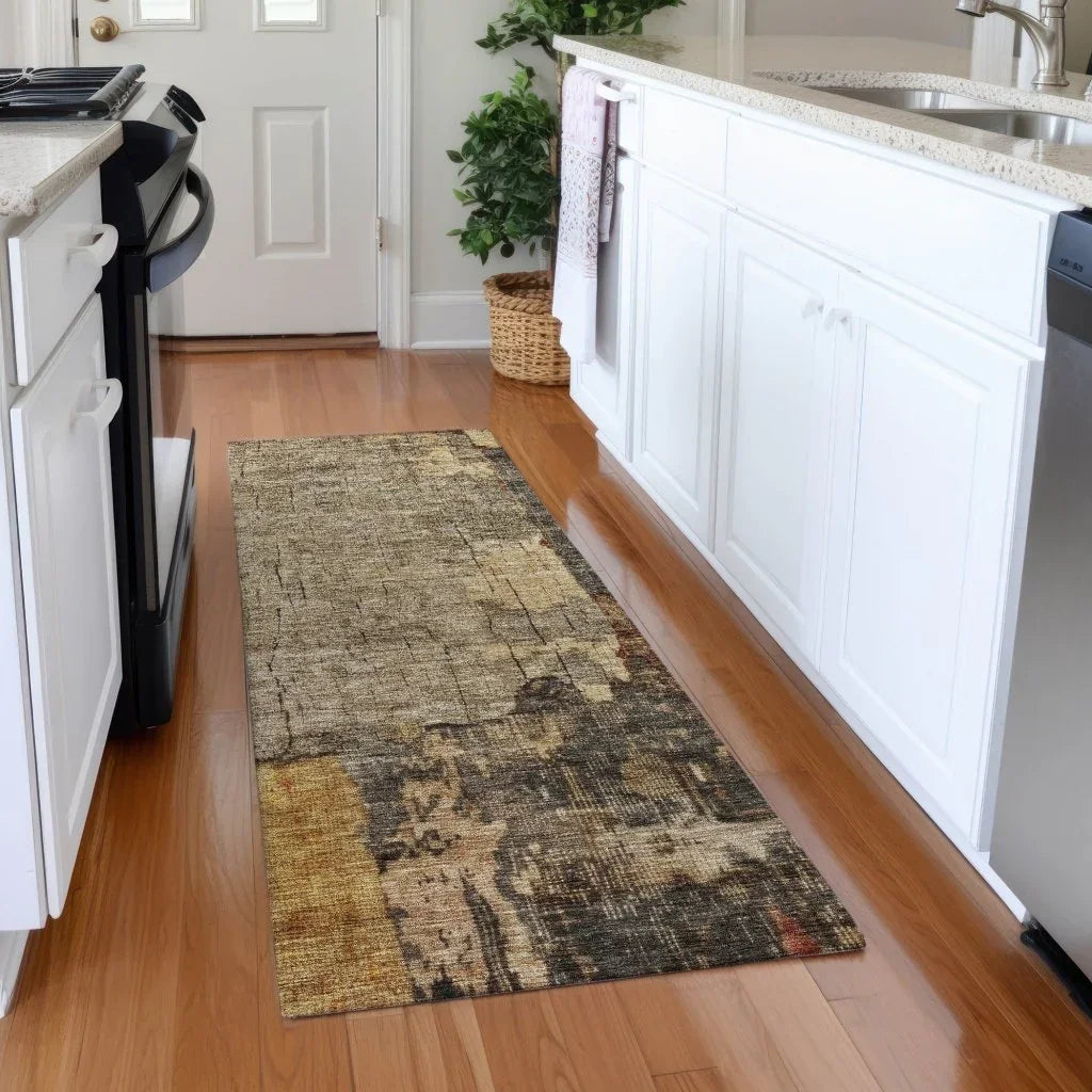 LOOMLAN Rugs Tektar Brown Washable Indoor-Outdoor Rug