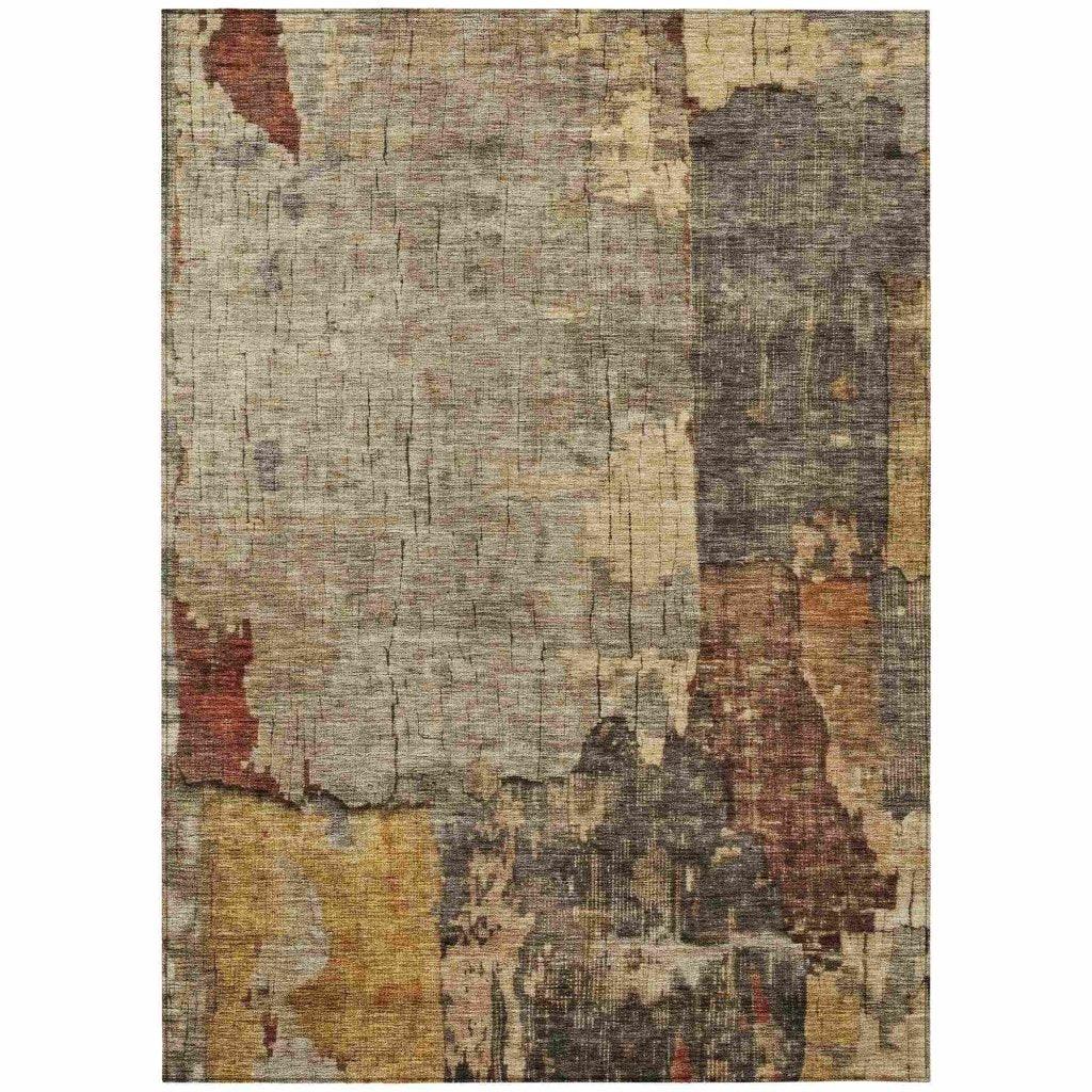 LOOMLAN Rugs Tektar Brown Washable Indoor-Outdoor Rug