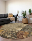 LOOMLAN Rugs Tektar Brown Washable Indoor-Outdoor Rug
