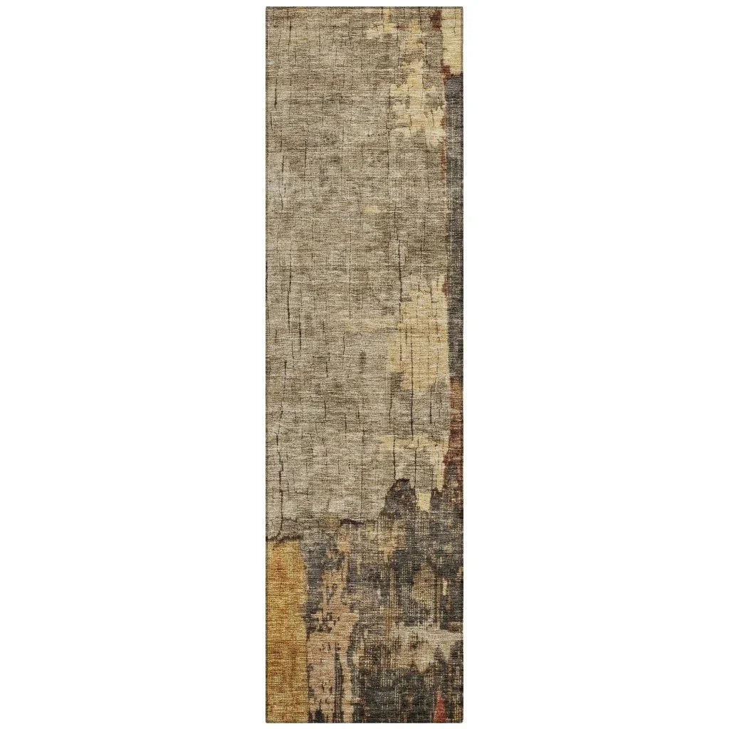 LOOMLAN Rugs Tektar Brown Washable Indoor-Outdoor Rug