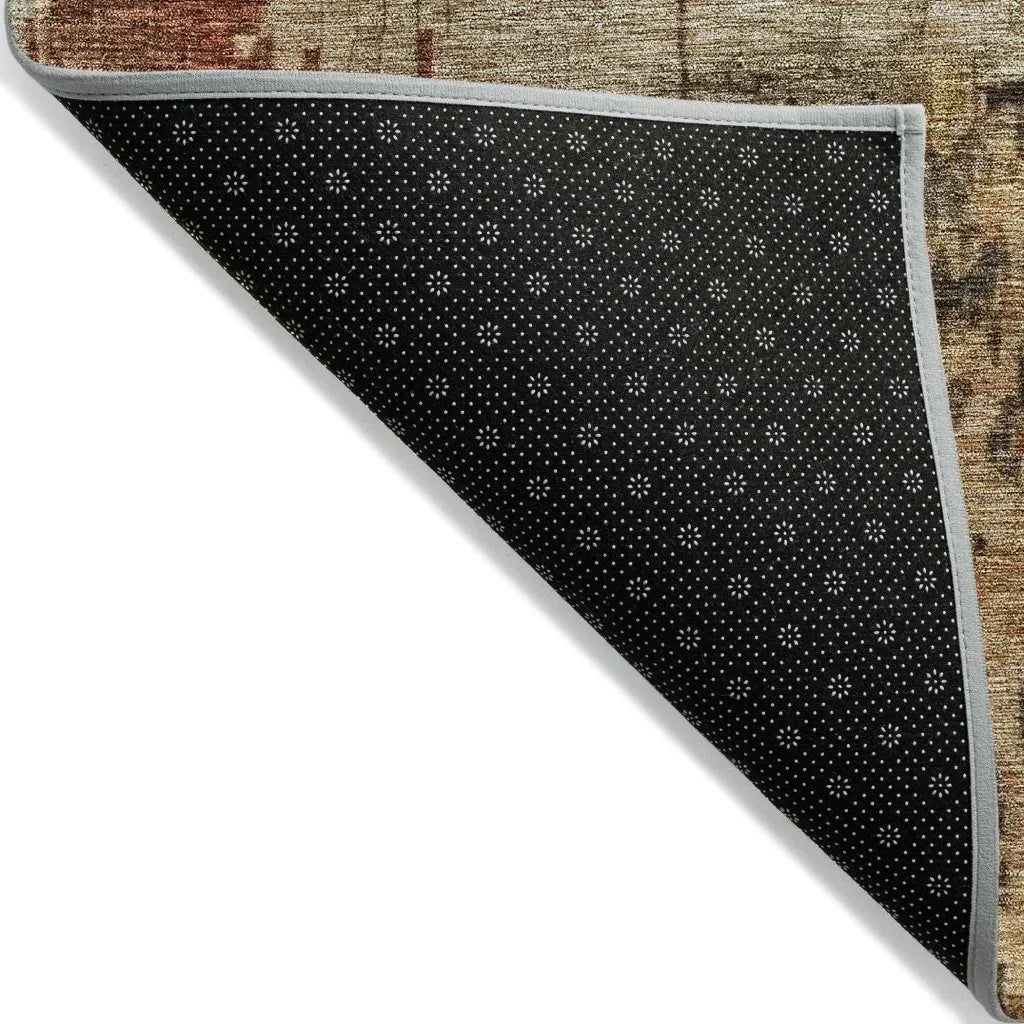 LOOMLAN Rugs Tektar Brown Washable Indoor-Outdoor Rug