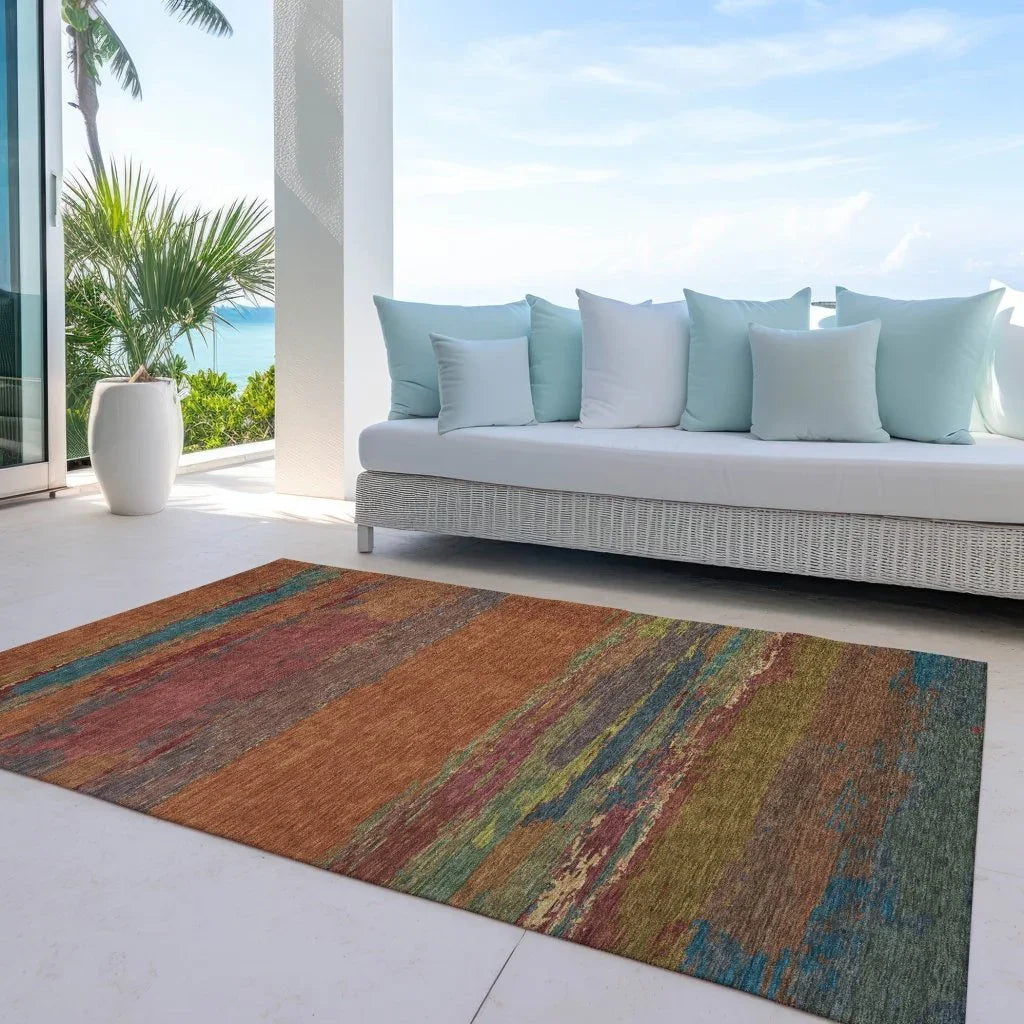 LOOMLAN Rugs Temira Orange Washable Indoor-Outdoor Rug