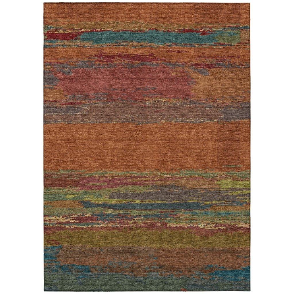 LOOMLAN Rugs Temira Orange Washable Indoor-Outdoor Rug