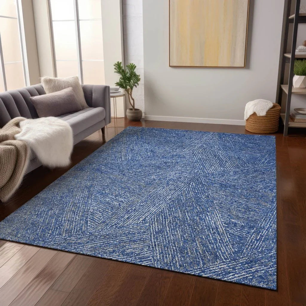 LOOMLAN Rugs Terra Navy Washable Indoor-Outdoor Rug