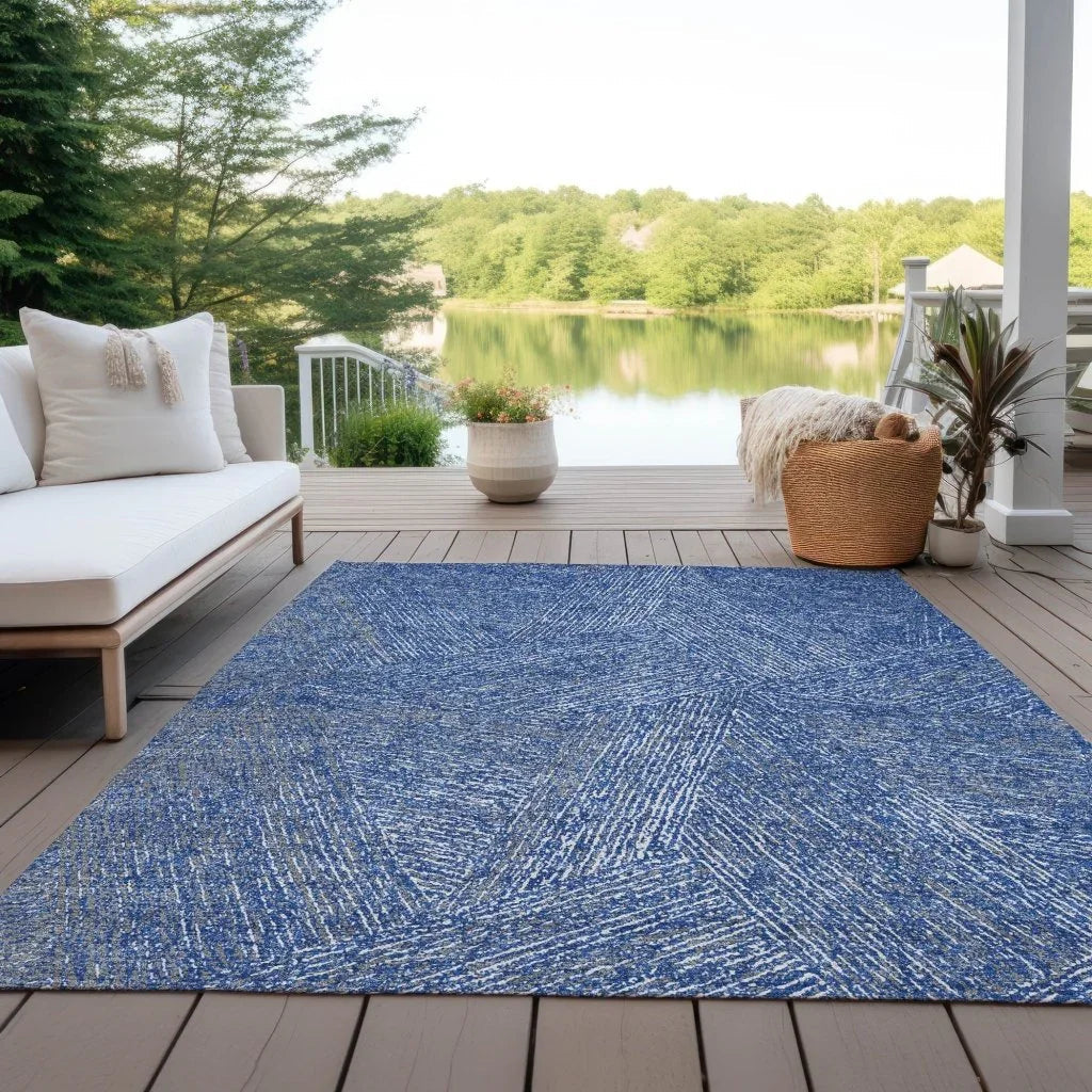 LOOMLAN Rugs Terra Navy Washable Indoor-Outdoor Rug