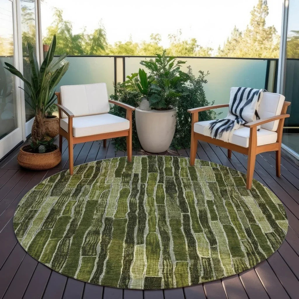 LOOMLAN Rugs Terrona Green Washable Indoor-Outdoor Rug