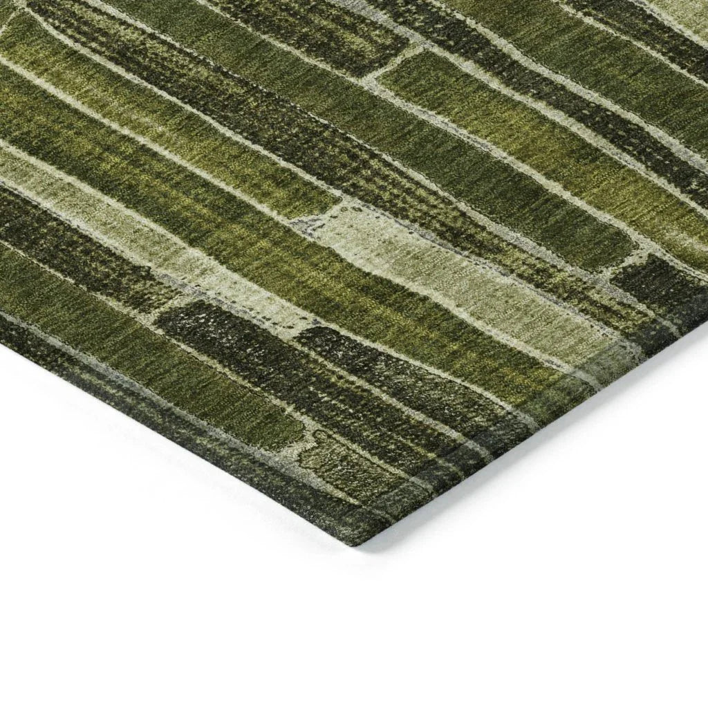 LOOMLAN Rugs Terrona Green Washable Indoor-Outdoor Rug