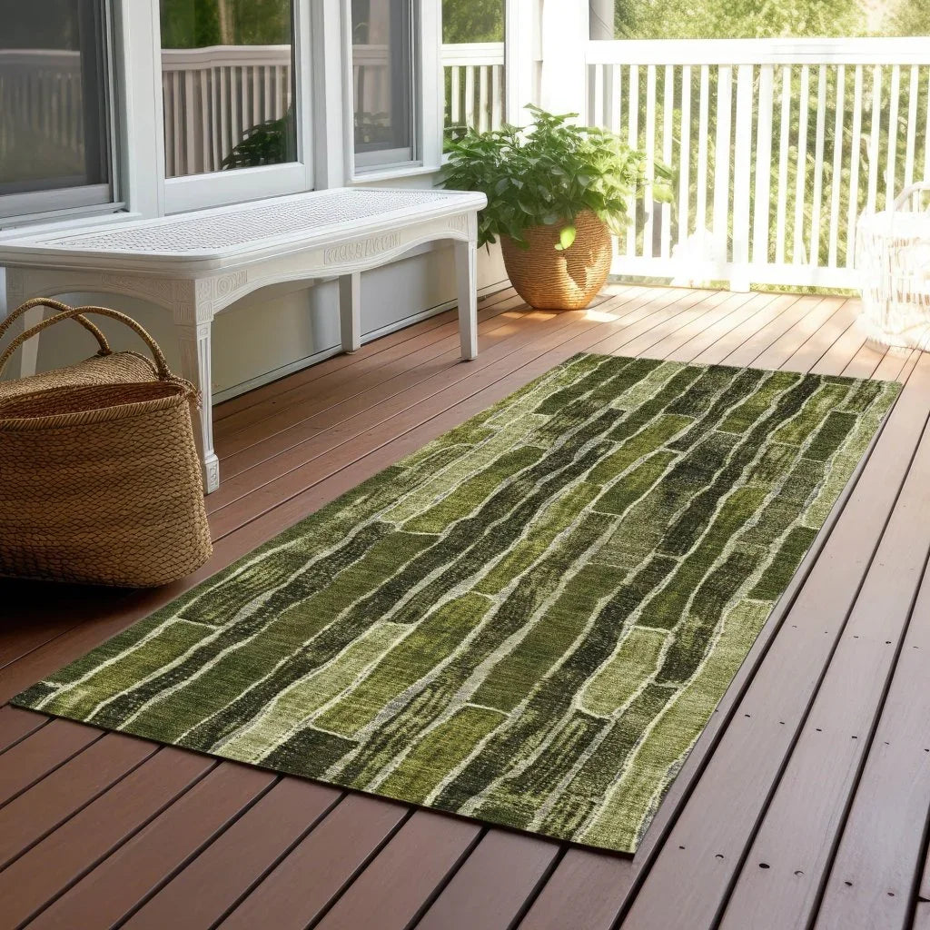 LOOMLAN Rugs Terrona Green Washable Indoor-Outdoor Rug