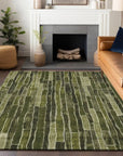 LOOMLAN Rugs Terrona Green Washable Indoor-Outdoor Rug