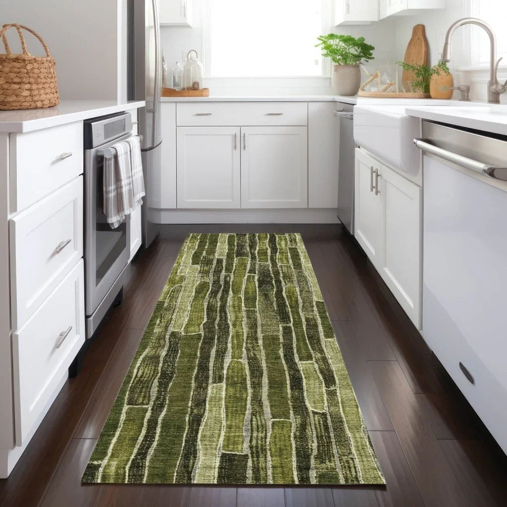 LOOMLAN Rugs Terrona Green Washable Indoor-Outdoor Rug