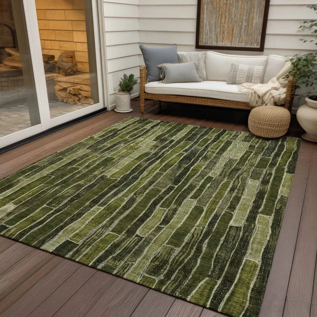 LOOMLAN Rugs Terrona Green Washable Indoor-Outdoor Rug