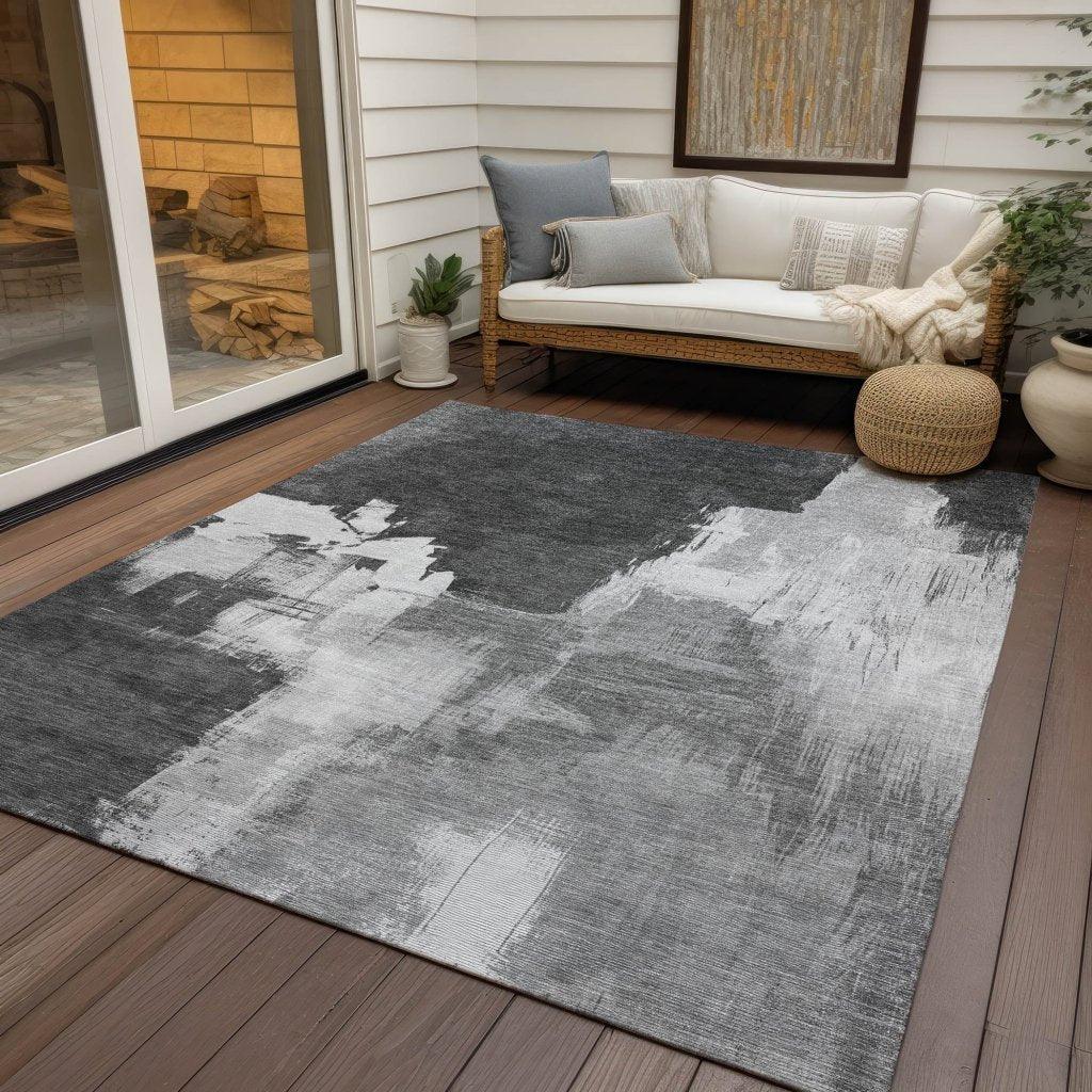 LOOMLAN Rugs Tethira Gray Washable Indoor-Outdoor Rug