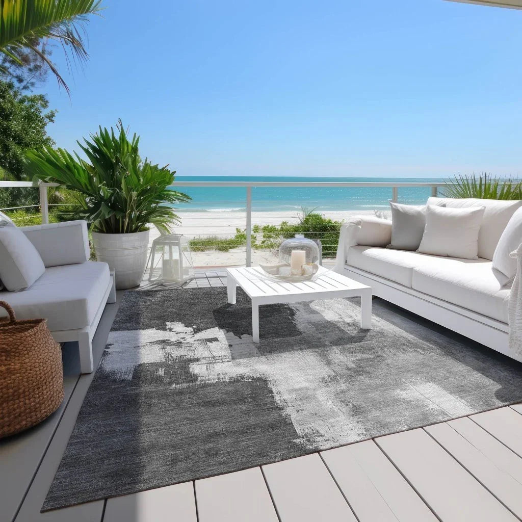 LOOMLAN Rugs Tethira Gray Washable Indoor-Outdoor Rug