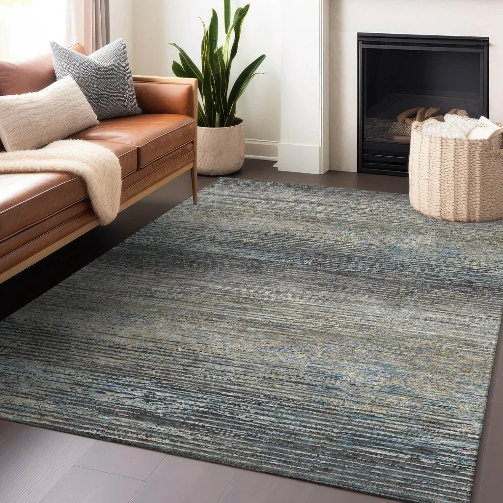 LOOMLAN Rugs Teya Gray Washable Indoor-Outdoor Rug
