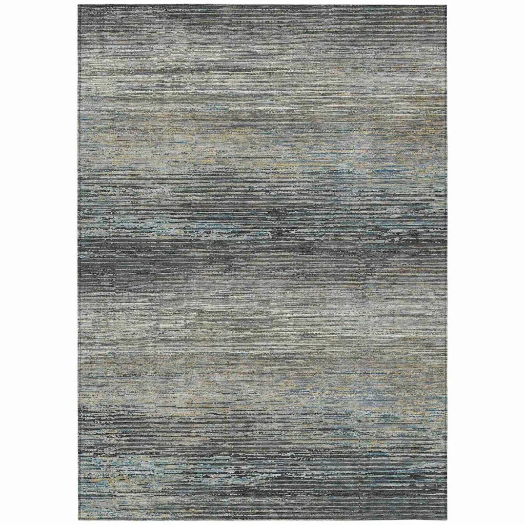 LOOMLAN Rugs Teya Gray Washable Indoor-Outdoor Rug