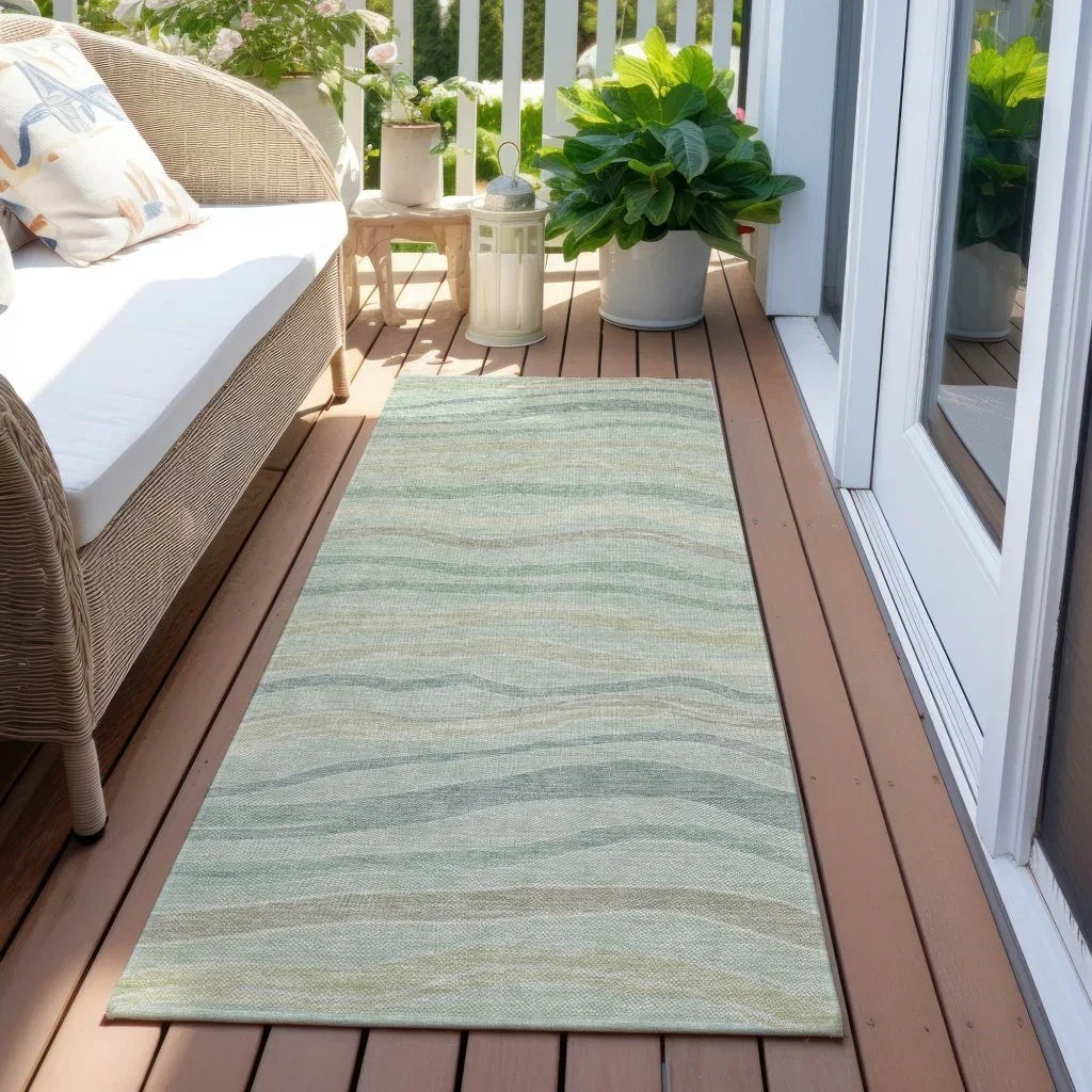 LOOMLAN Rugs Thalvyn Green Washable Indoor-Outdoor Rug