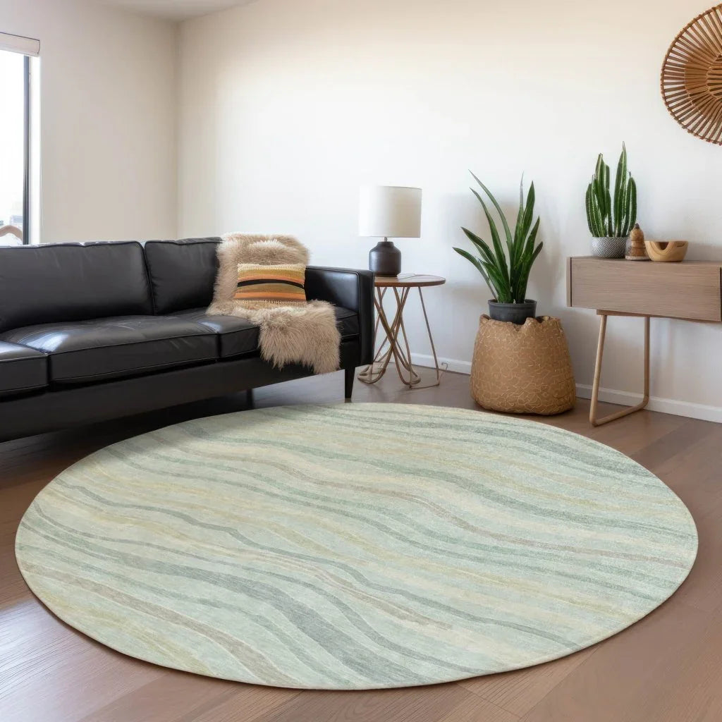 LOOMLAN Rugs Thalvyn Green Washable Indoor-Outdoor Rug