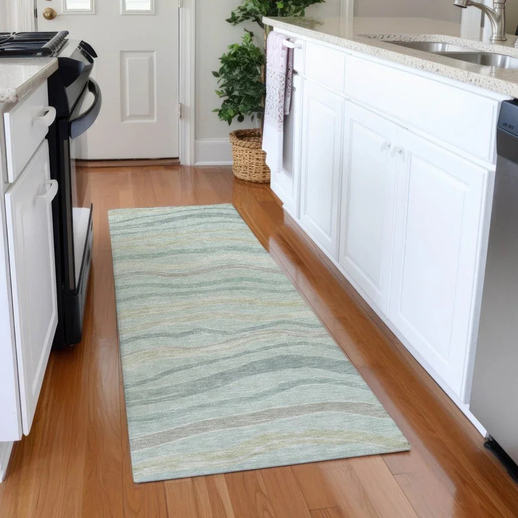 LOOMLAN Rugs Thalvyn Green Washable Indoor-Outdoor Rug