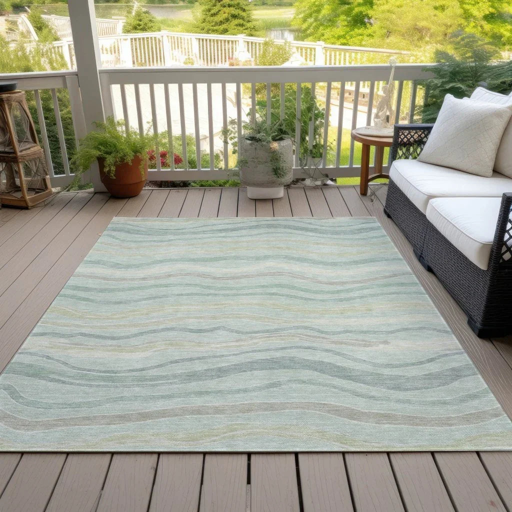 LOOMLAN Rugs Thalvyn Green Washable Indoor-Outdoor Rug