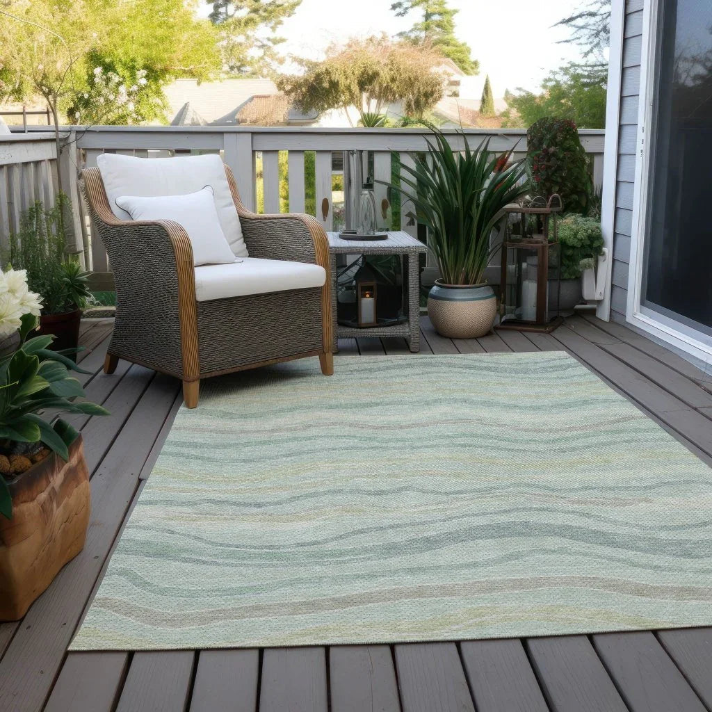 LOOMLAN Rugs Thalvyn Green Washable Indoor-Outdoor Rug