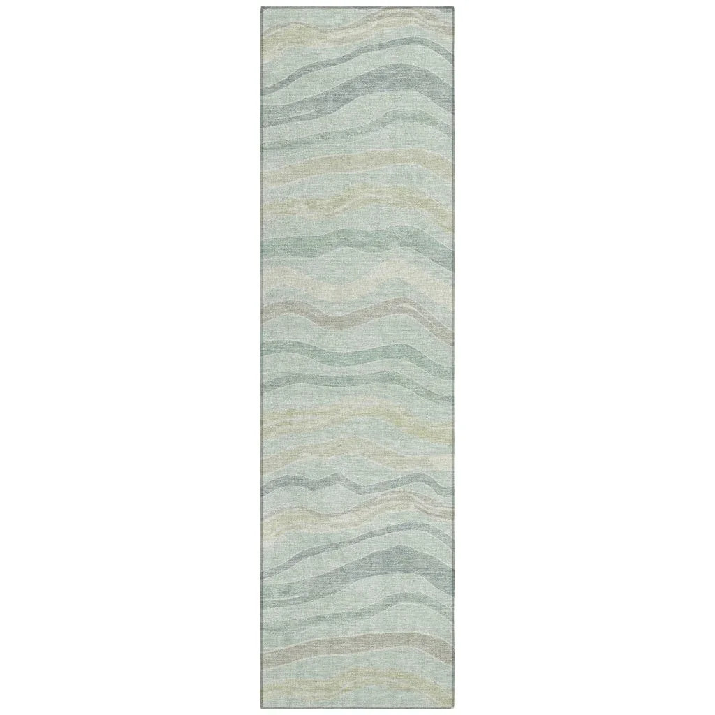 LOOMLAN Rugs Thalvyn Green Washable Indoor-Outdoor Rug