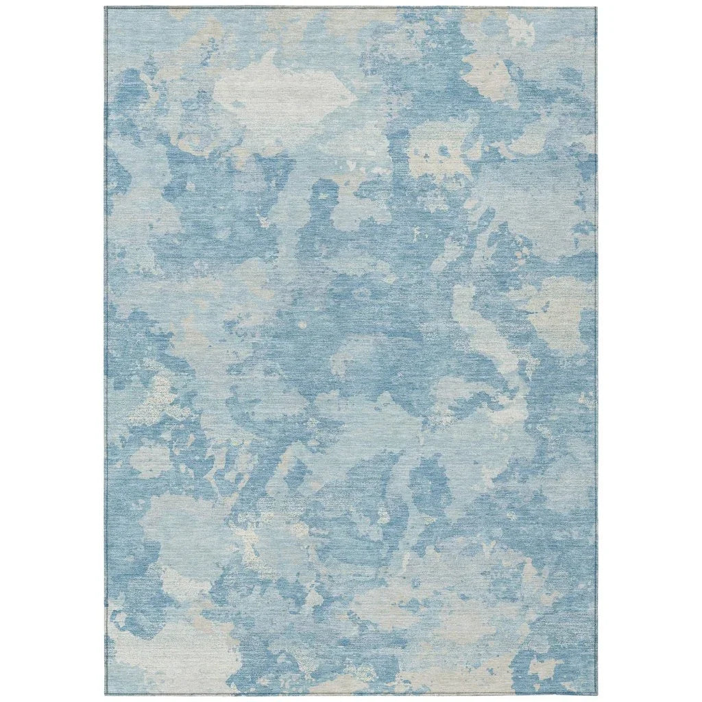 LOOMLAN Rugs Tharne Blue Washable Indoor-Outdoor Rug