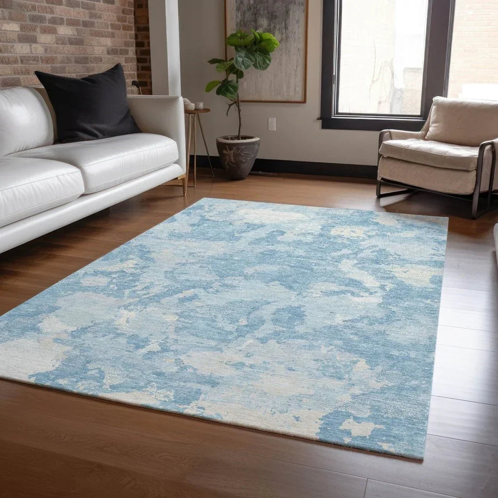 LOOMLAN Rugs Tharne Blue Washable Indoor-Outdoor Rug