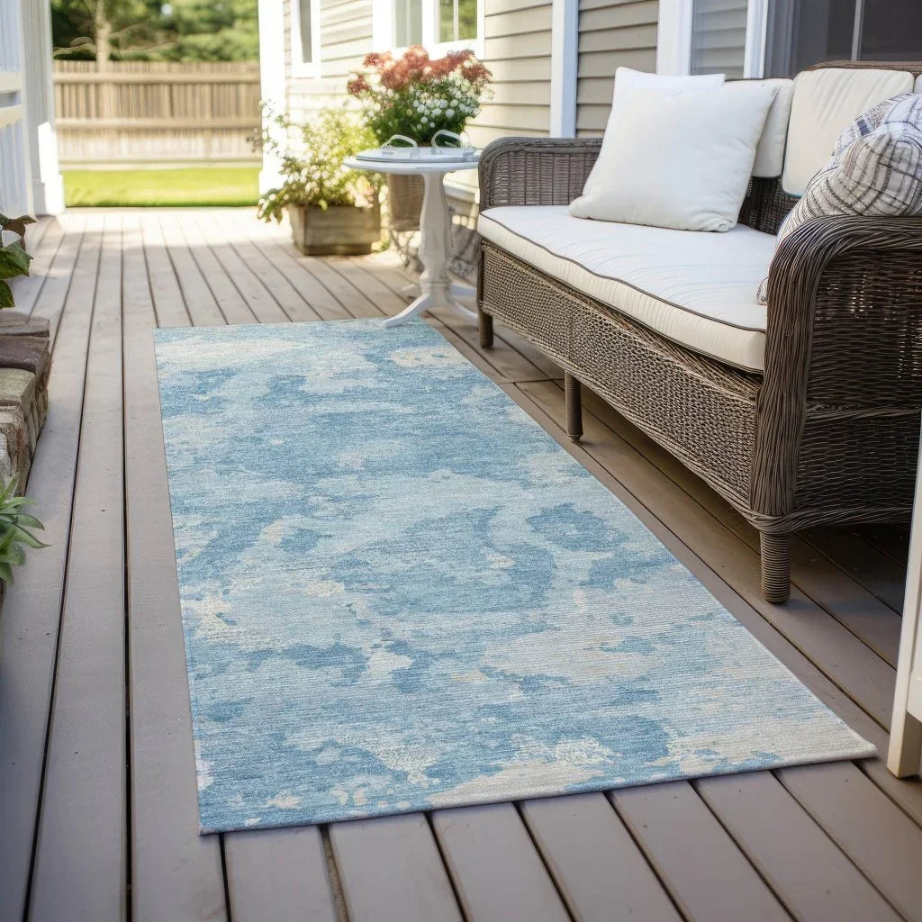 LOOMLAN Rugs Tharne Blue Washable Indoor-Outdoor Rug