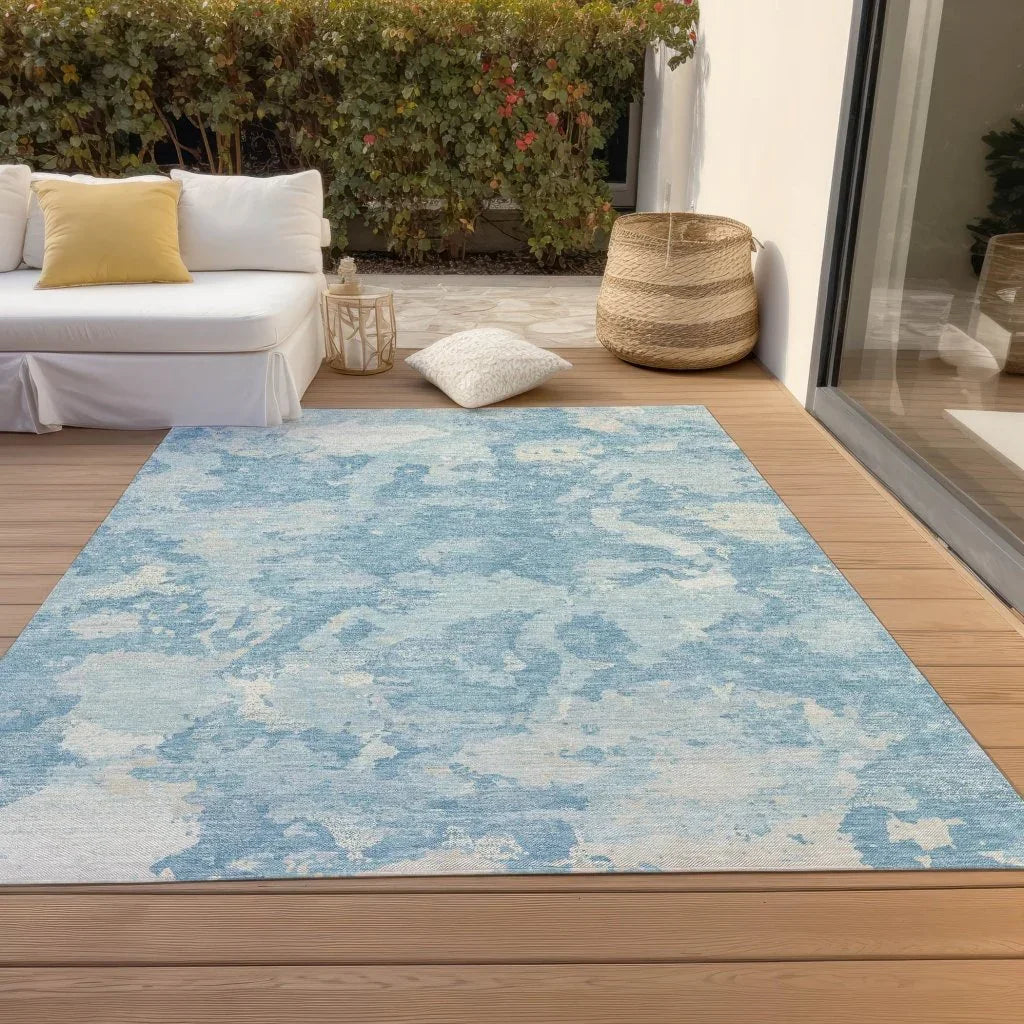 LOOMLAN Rugs Tharne Blue Washable Indoor-Outdoor Rug